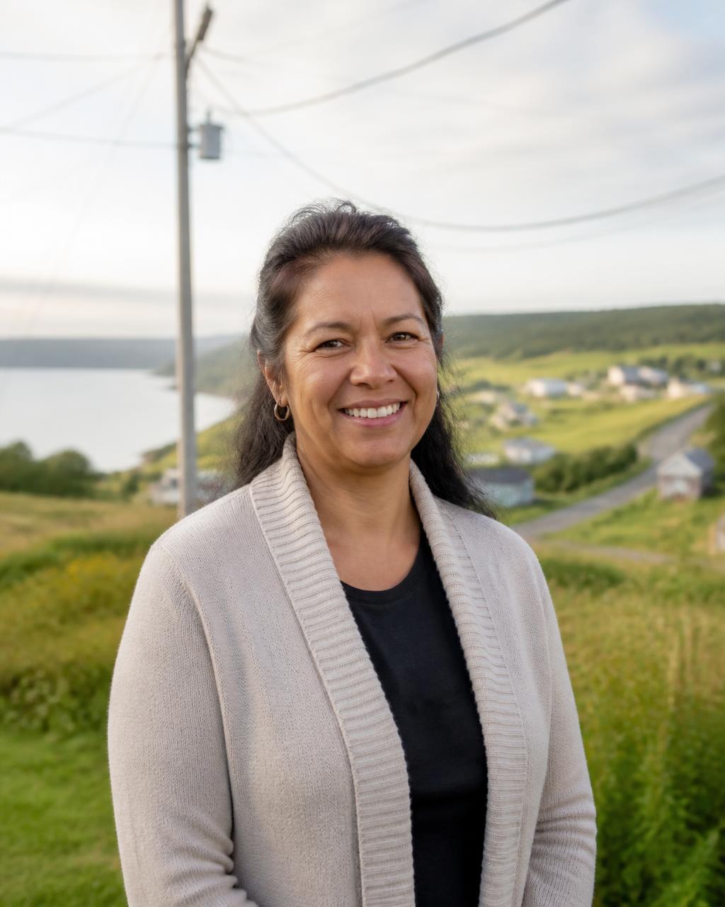 A community member in a rural coastal valley served by a local broadband network